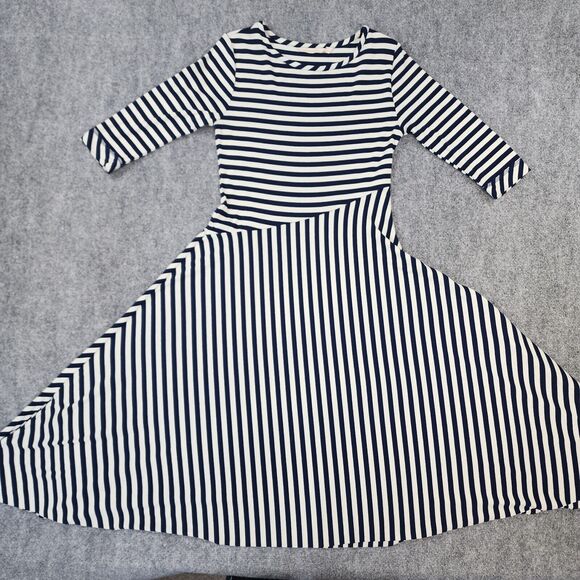 Soft Surroundings Dress Women Small Blue Striped Vivianna Asymmetrical Knit Midi - Picture 1 of 12
